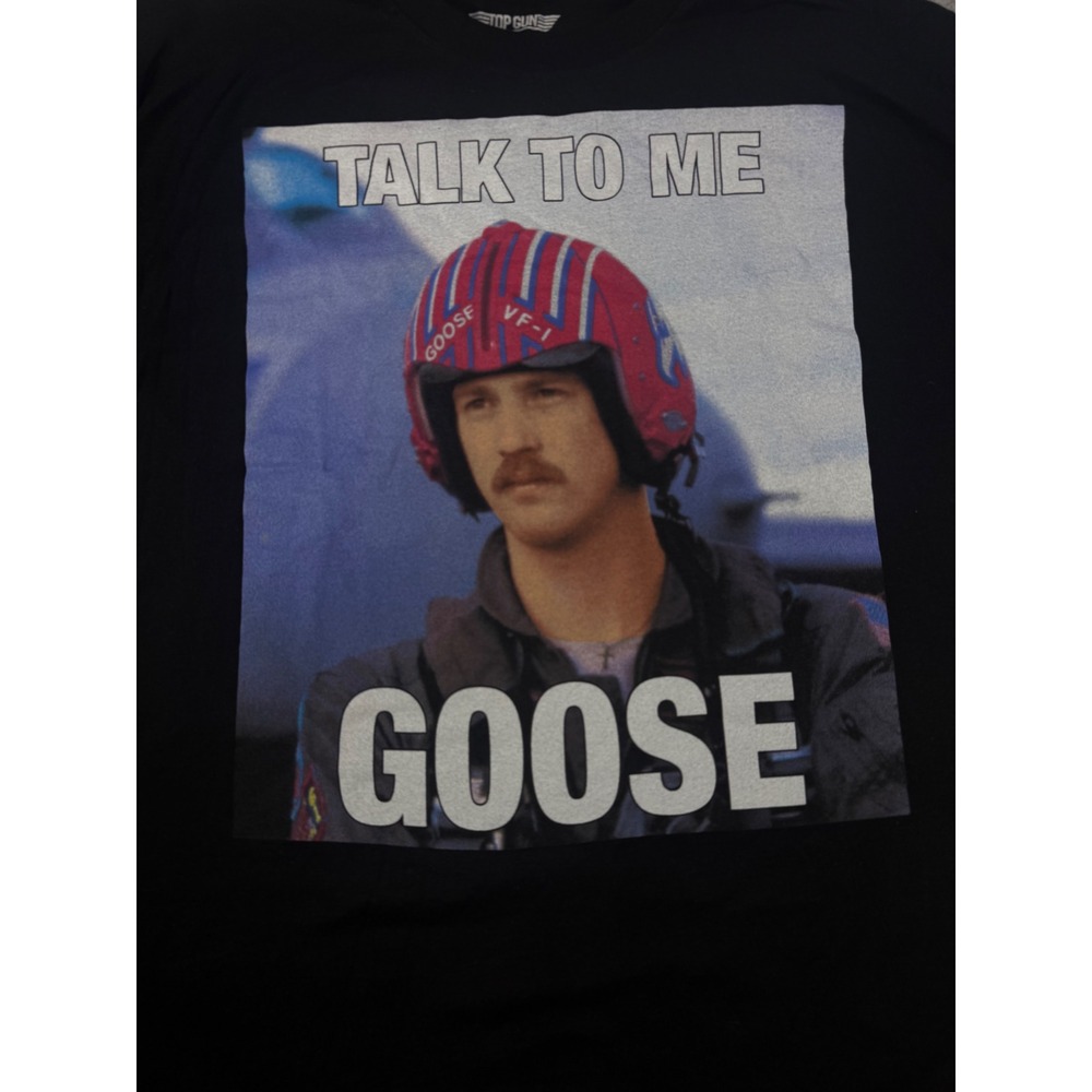 Top Gun Talk To Me Goose Graphic T-Shirt Mens Large Black Movie Tee 2020